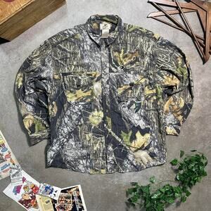 Vintage Y2K 2000s Mossy Oak Camo Button Up Long Sleeve Shirt Mens XL Camouflage